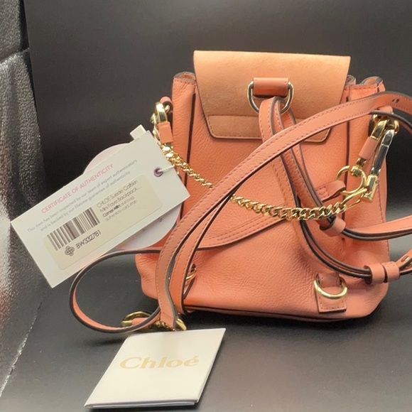 Chloe Pink mini Faye Backpack with Circular Metal Ring NWT! - Picture 2 of 8